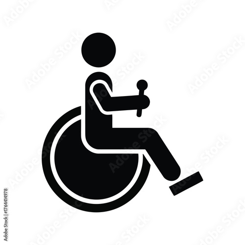 Accessibility icon person driving wheelchair for mobility assistance and independent living symbol vector