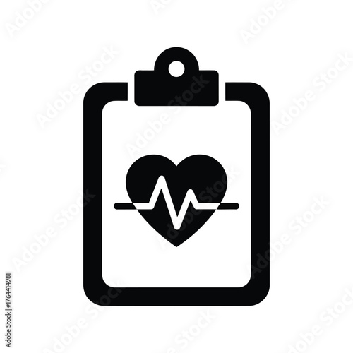 Heartbeat ekg cardiogram on clipboard medical health record icon vector vector