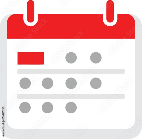 Red and white calendar icon for planning appointments and events vector