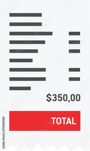 Financial receipt transaction bill payment total amount due business expense vector