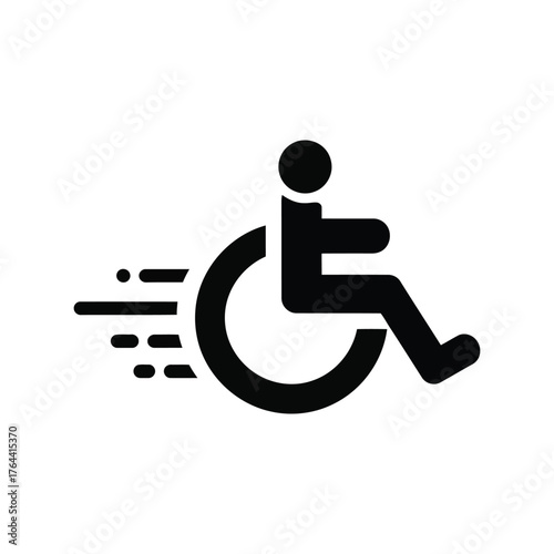 Accessible transportation concept icon moving wheelchair person dynamic motion speed lines vector vector