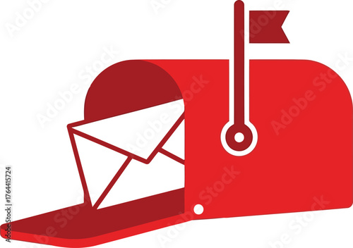 Red mailbox with envelope received communication notification vector