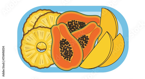 Tropical fruits platter, offering a nutritious vibrant selection for healthy living