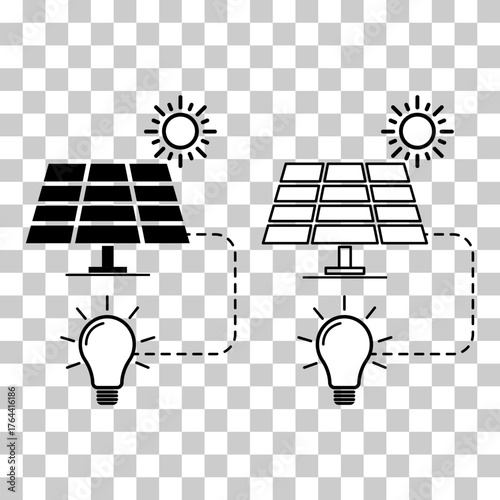 Set of Solar panel system icon, green power technology, ecology energy vector illustration .