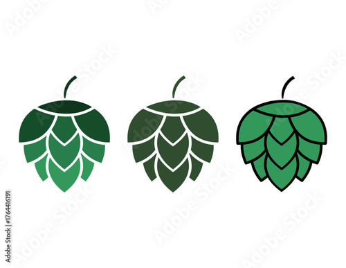Set of Hop icon beer cone leaf sign,pub herb design, nature seed vector .