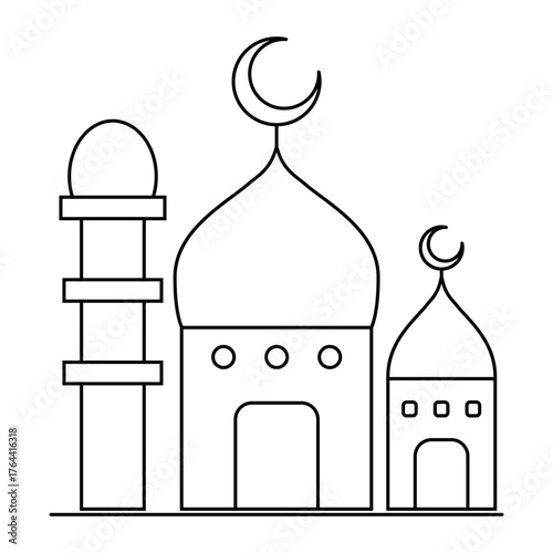 Islamic mosque icon, arabic faith culture design, flat web isolated vector illustration .