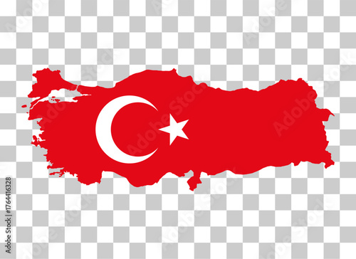 Turkey flag map symbol shape, travel web flat concept icon symbol vector illustration .