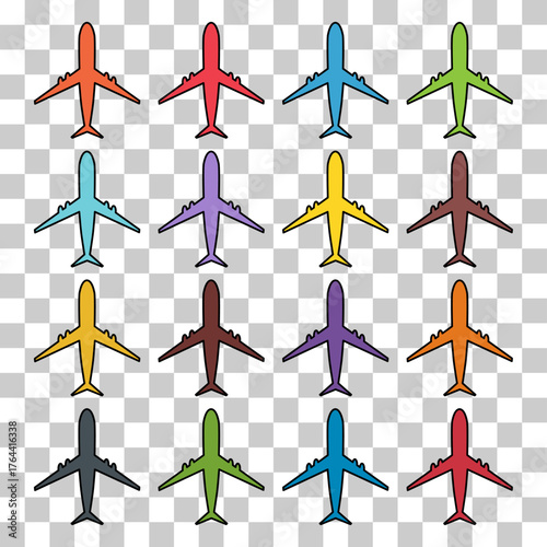 Set of Airplane travel symbol, plane design shape icon, aeroplane vector illustration .