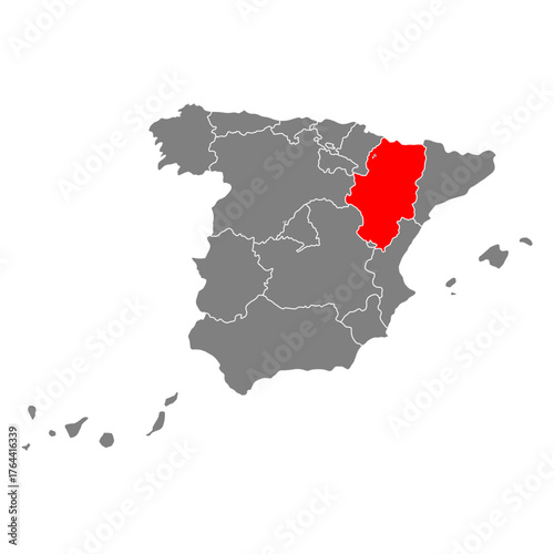 Aragon of Spain map symbol shape, travel web flat vector illustration .