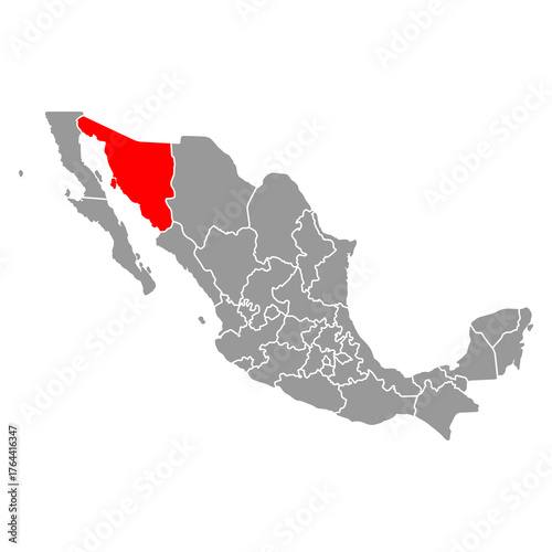 Sonora of Mexico map shape, travel web concept icon vector illustration .