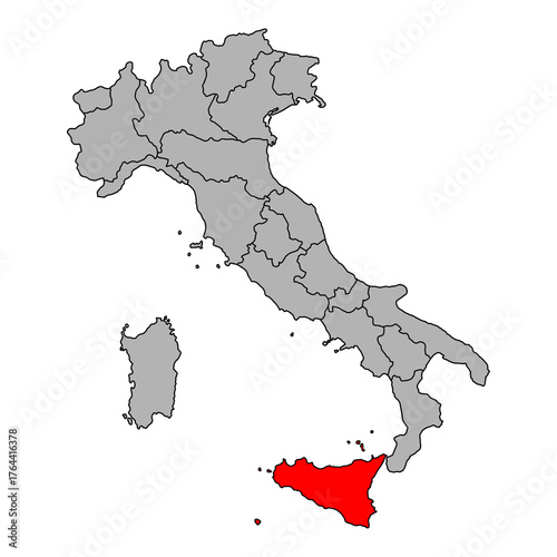 Italy map of Sicily symbol shape, travel web flat concept icon web vector illustration .