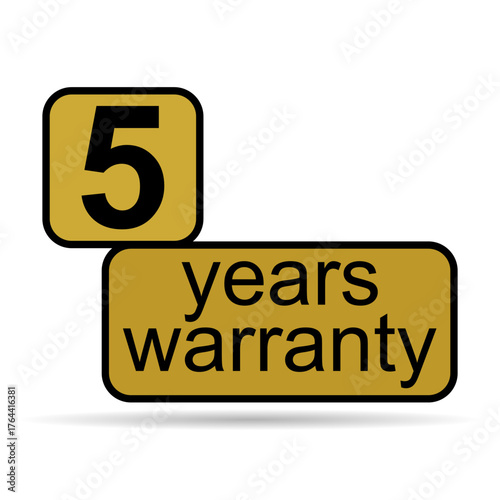 Five years warranty shadow icon, badge seal guarantee certificate customer sign, stamp vector illustration .