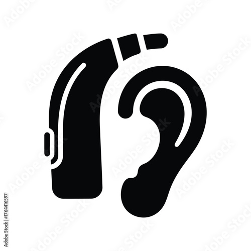 Modern hearing aid device icon for hearing loss solutions and auditory health care vector