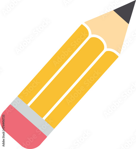Vibrant yellow pencil with pink eraser drawing tool vector