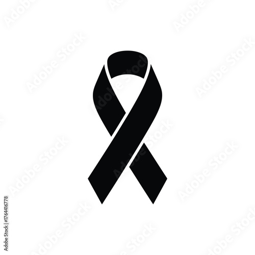 Black ribbon symbol leukemia awareness support cancer charity event medical hope vector