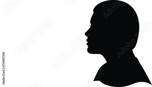 Silhouette profile of a young man's head facing left with detailed features and defined jawline emphasizing individuality and classic portraiture style vector