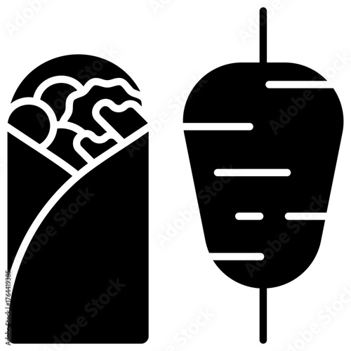 Kebab vector icon. Food and beverage icon solid style. perfect use for logo, presentation, website, and more. modern icon design glyph style