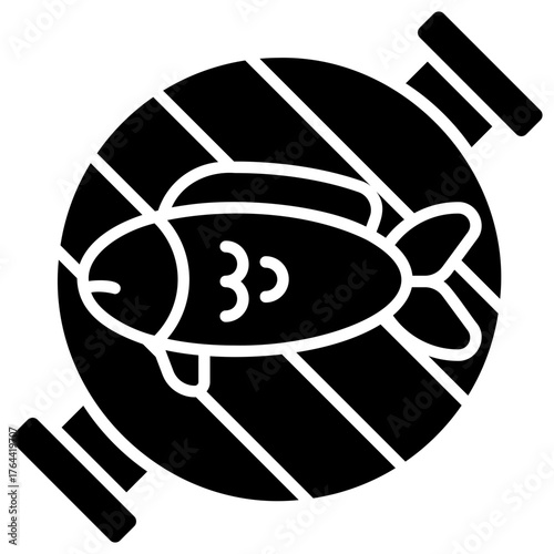 Grill Fish vector icon. Food and beverage icon solid style. perfect use for logo, presentation, website, and more. modern icon design glyph style