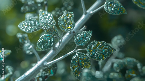 Ramas metálicas con microchips como hojas