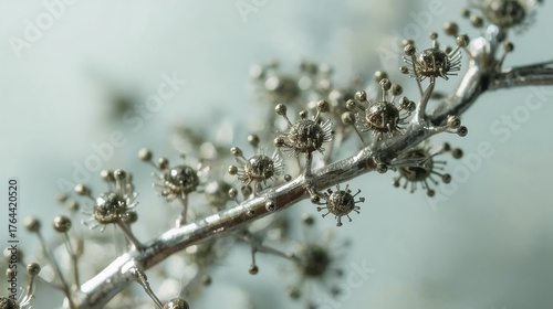 Ramas metálicas con microchips como hojas