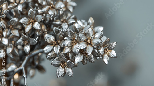 Ramas metálicas con microchips como hojas