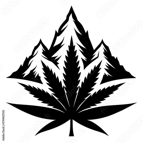 weed with mountain vector clean black silhouette design white background