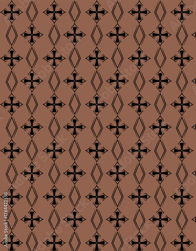 Retro Brown Geometric Cross Pattern