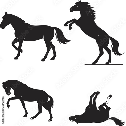 Vector art of horse silhouette collection