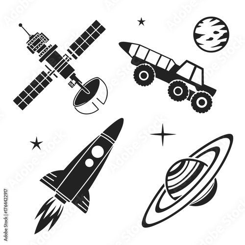 Vector art of space exploration icons set