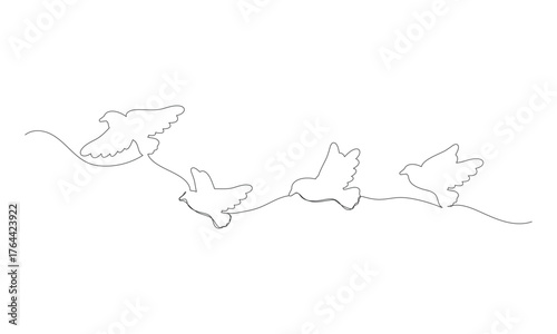 一筆書きの羽ばたく鳥