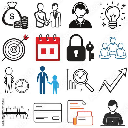 Line art silhouette of a money bag with coins