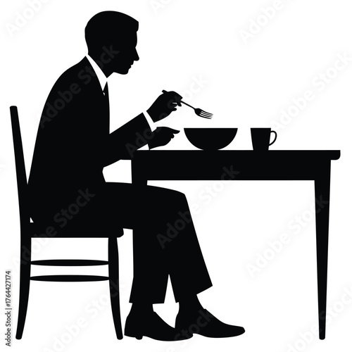 The Professional Lunch: Dining Etiquette and Business Meal Behavior, silhouette of a man sitting in a cafe
