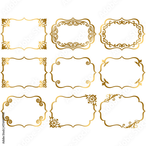 Set of golden figured frames with ornaments S1