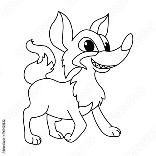 Funny fox cartoon for kids coloring book.