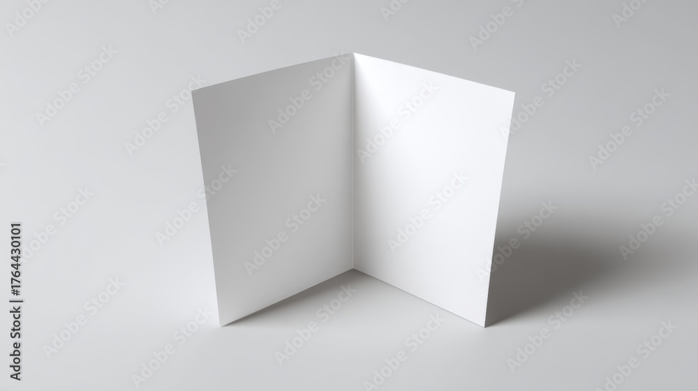 Fototapeta premium An empty, blank white card displayed on a light gray background, ideal for custom designs or messages.