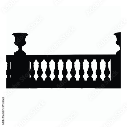 Vector art of balustrade with urns