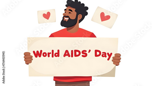 A flat design illustration of the red awareness ribbon, a global symbol for World AIDS Day and solidarity with people living with HIV