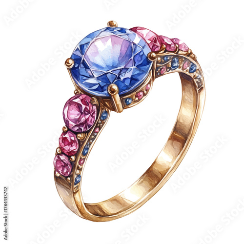 watercolor of Womenas Ring, vector, isolated on a white background.