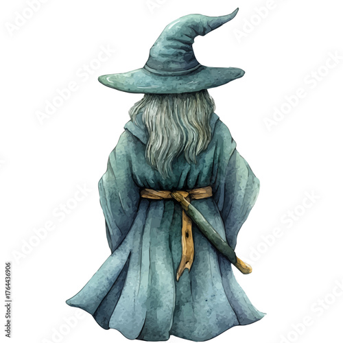 watercolor vector of Wizard Amulet, isolated on a white background.