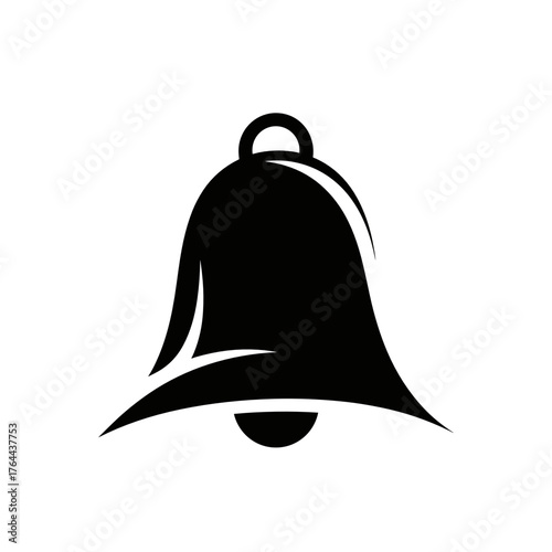 Black silhouette of a traditional bell with a curved design  