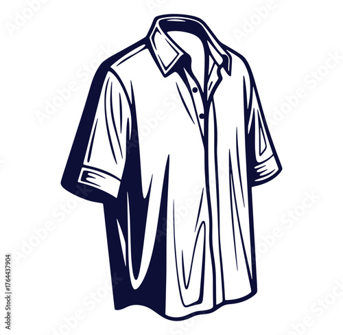 Vector illustration of a short sleeved button down shirt in a minimalist design