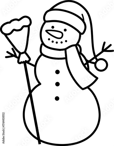 Outline vector of Christmas snowman.
Transparent background. SVG.