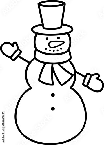 Outline vector of Christmas snowman.
Transparent background. SVG.