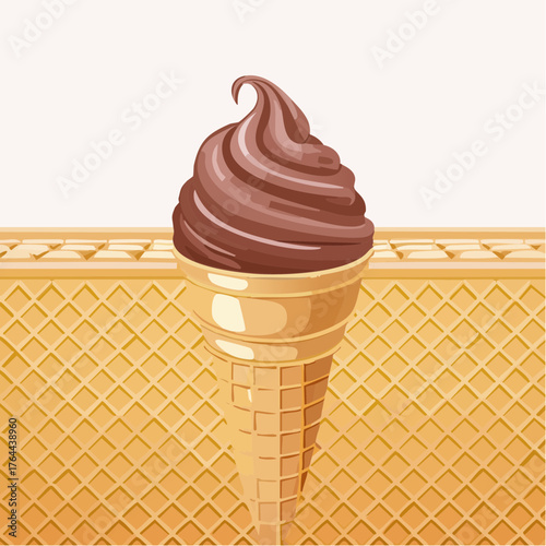 chocolate ice cream on wafer background
