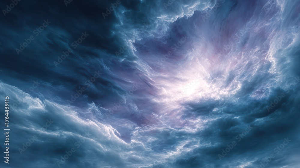 Fototapeta premium Stormy Sky with Dramatic Clouds and Light Breaking Through Darkness