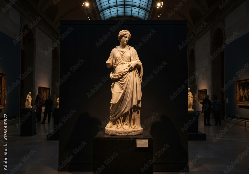 Fototapeta premium An image depicting a scene of medieval European sculptures displayed in an art museum