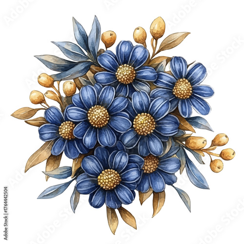 Vintage Brooch, watercolor drawing vector, isolated on a white background.