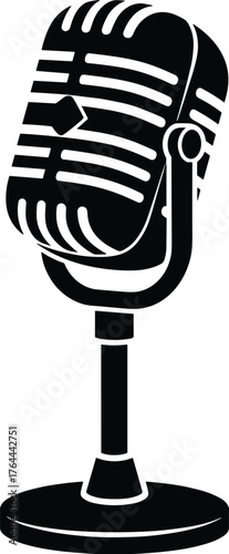 retro microphone on a stand with rounded grille silhouette
