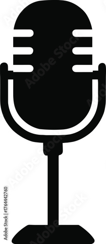 retro microphone on a stand with rounded grille silhouette