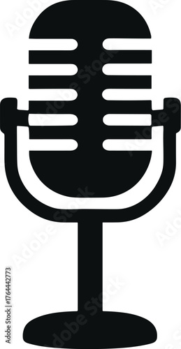 retro microphone on a stand with rounded grille silhouette